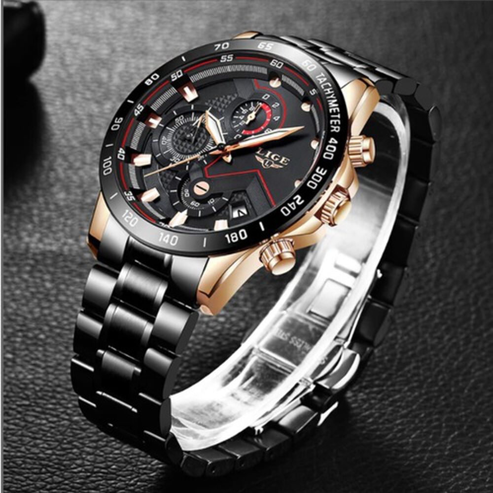 Reloj Hombre Deportivo De Lujo Lige Acero Inoxidable Y Cuarzo Impermeable A La Moda image number 5.0