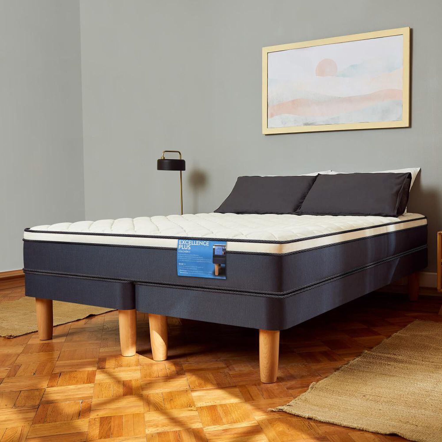 Cama Europea Cic Excellence Plus / 2 Plazas / Base Normal + Respaldo image number 9.0