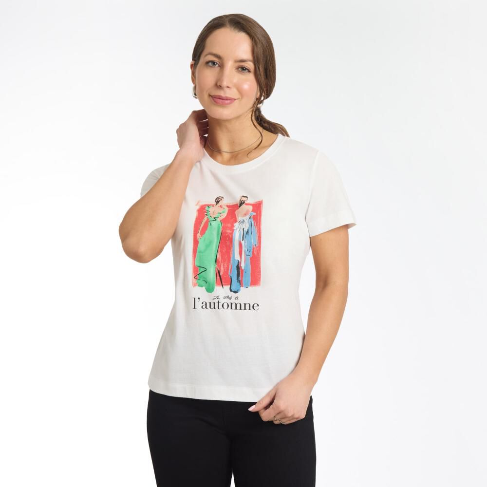 Polera Lisa Print Delantero Manga Corta Cuello Redondo Mujer Geeps image number 2.0