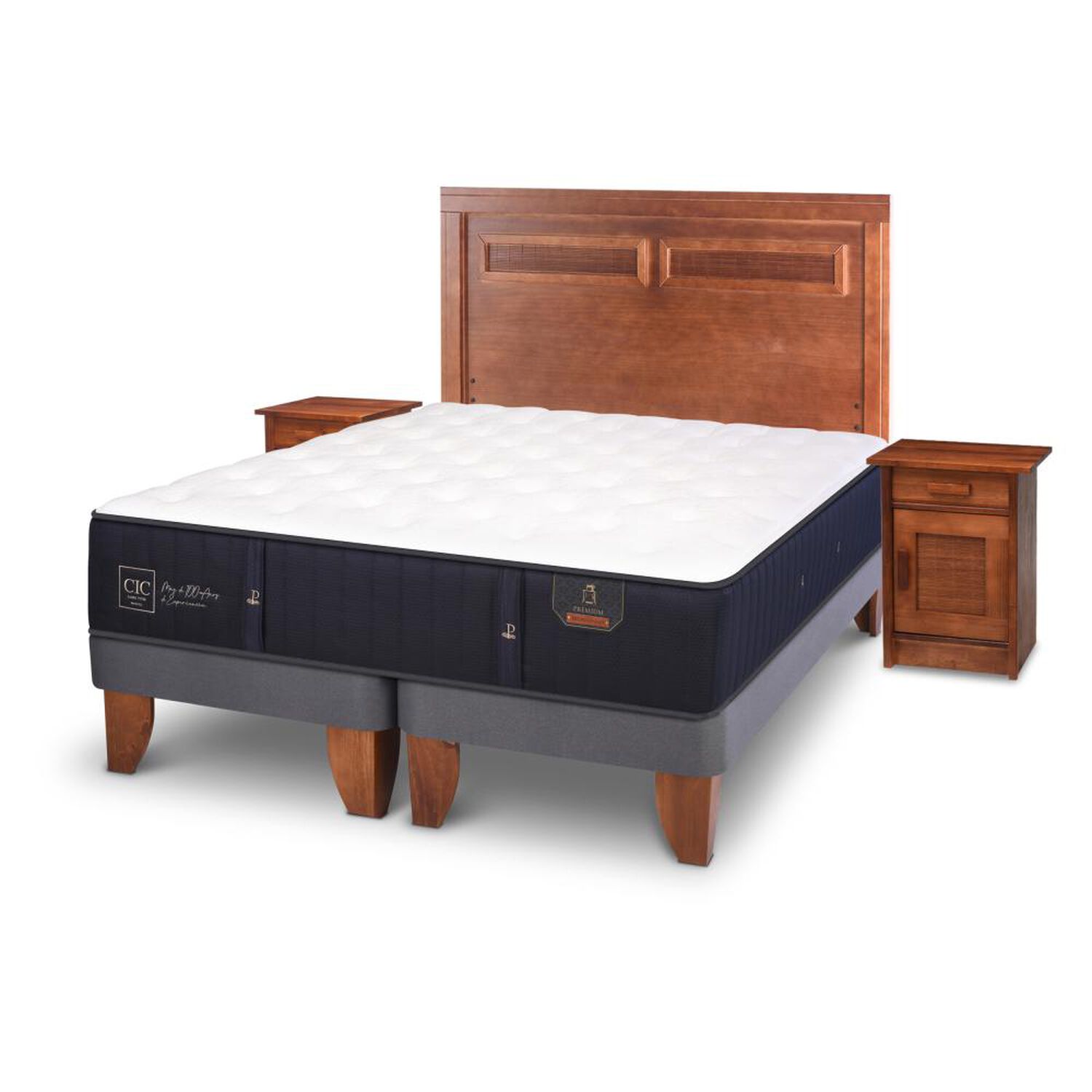 Cama Europea Cic Premium / 2 Plazas / Base Dividida + Set De Maderas image number 3.0
