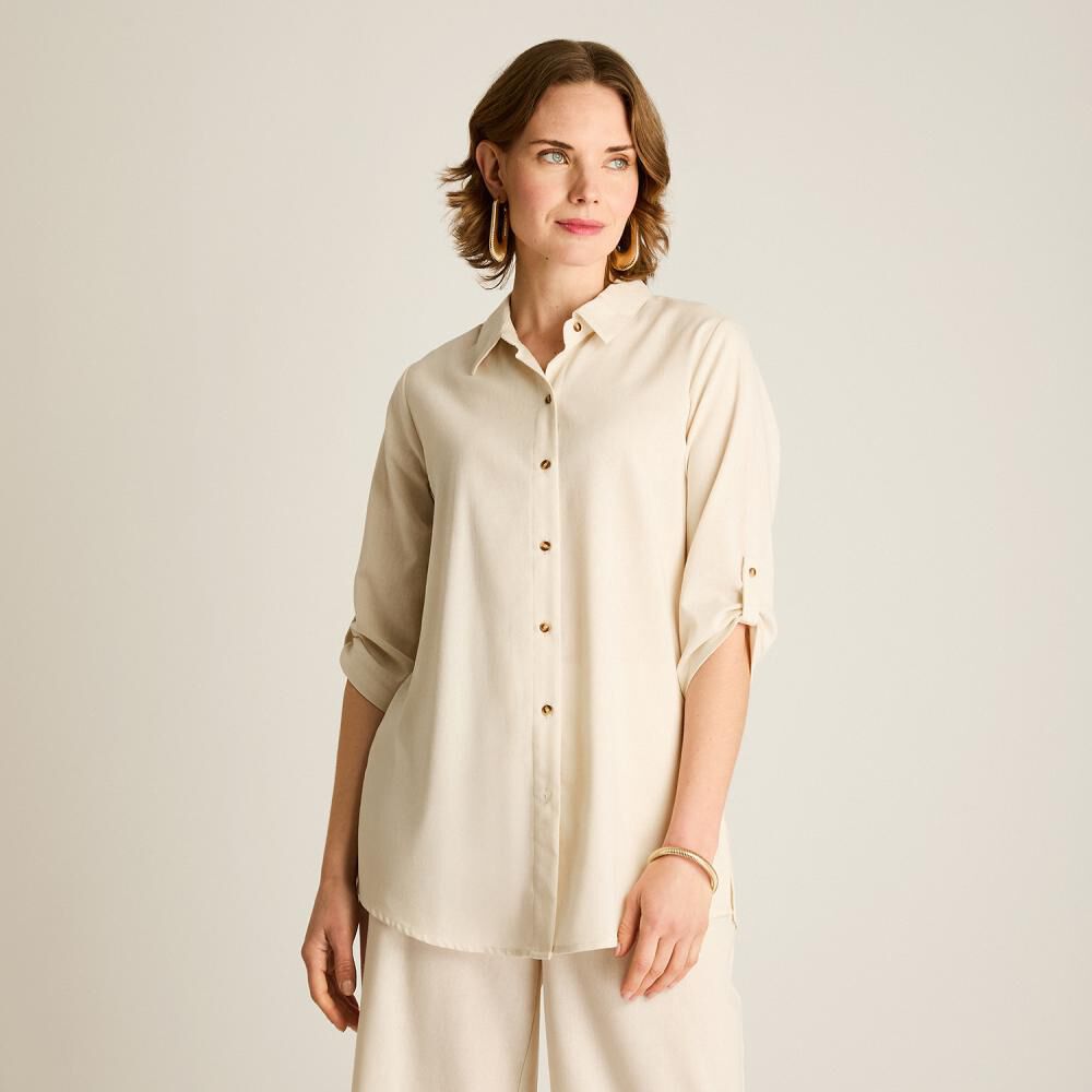 Blusa Botones Carey Manga 3/4 Cuello Camisero Mujer Lorenzo Di Pontti image number 0.0