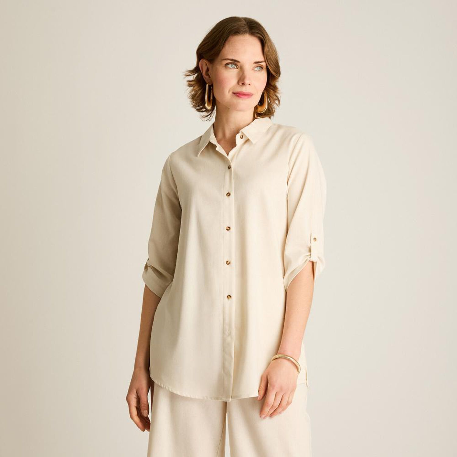 Blusa Botones Carey Manga 3/4 Cuello Camisero Mujer Lorenzo Di Pontti image number 0.0
