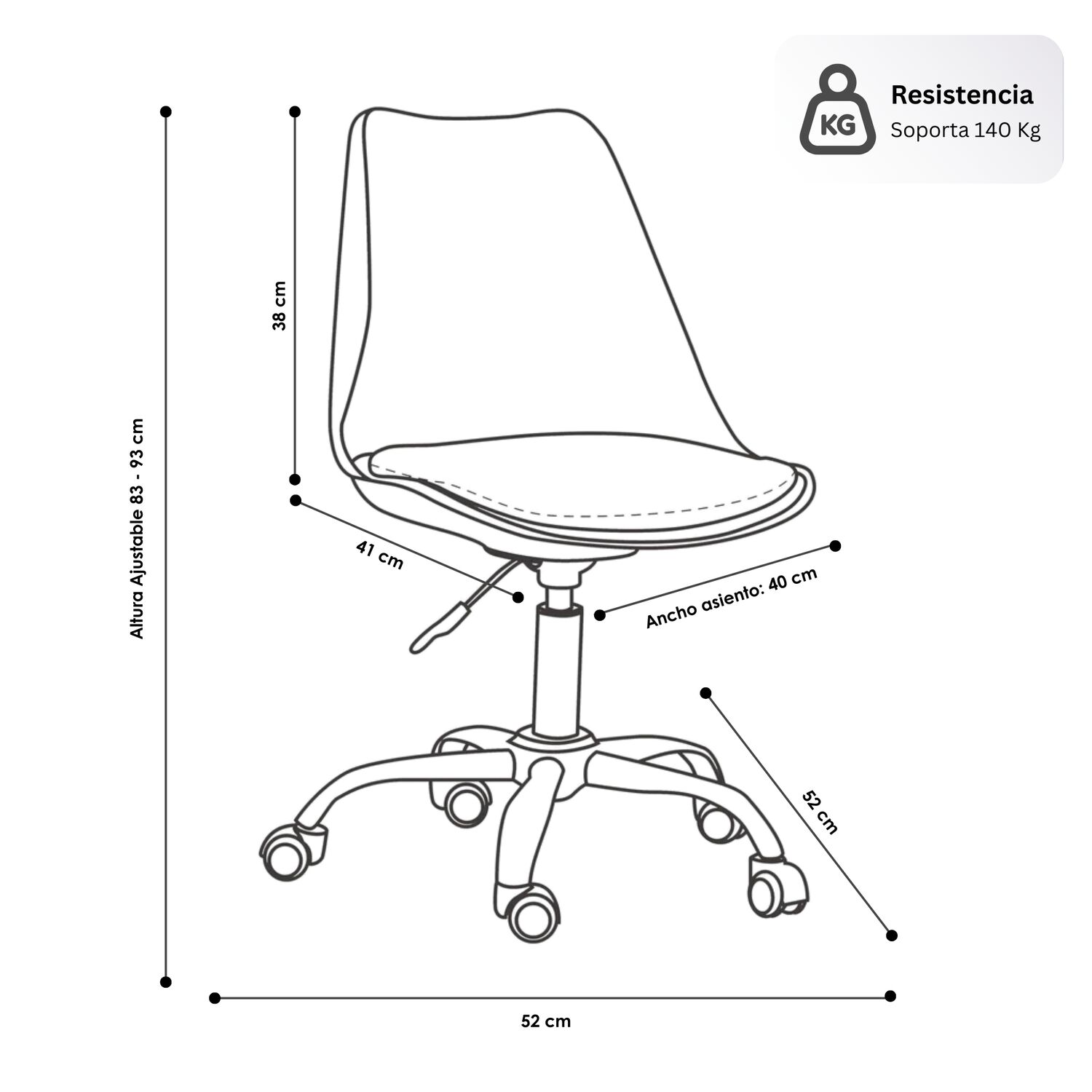 Silla De Oficina Ergon&oacute;mica Shanghai Altura Ajustable image number 9.0