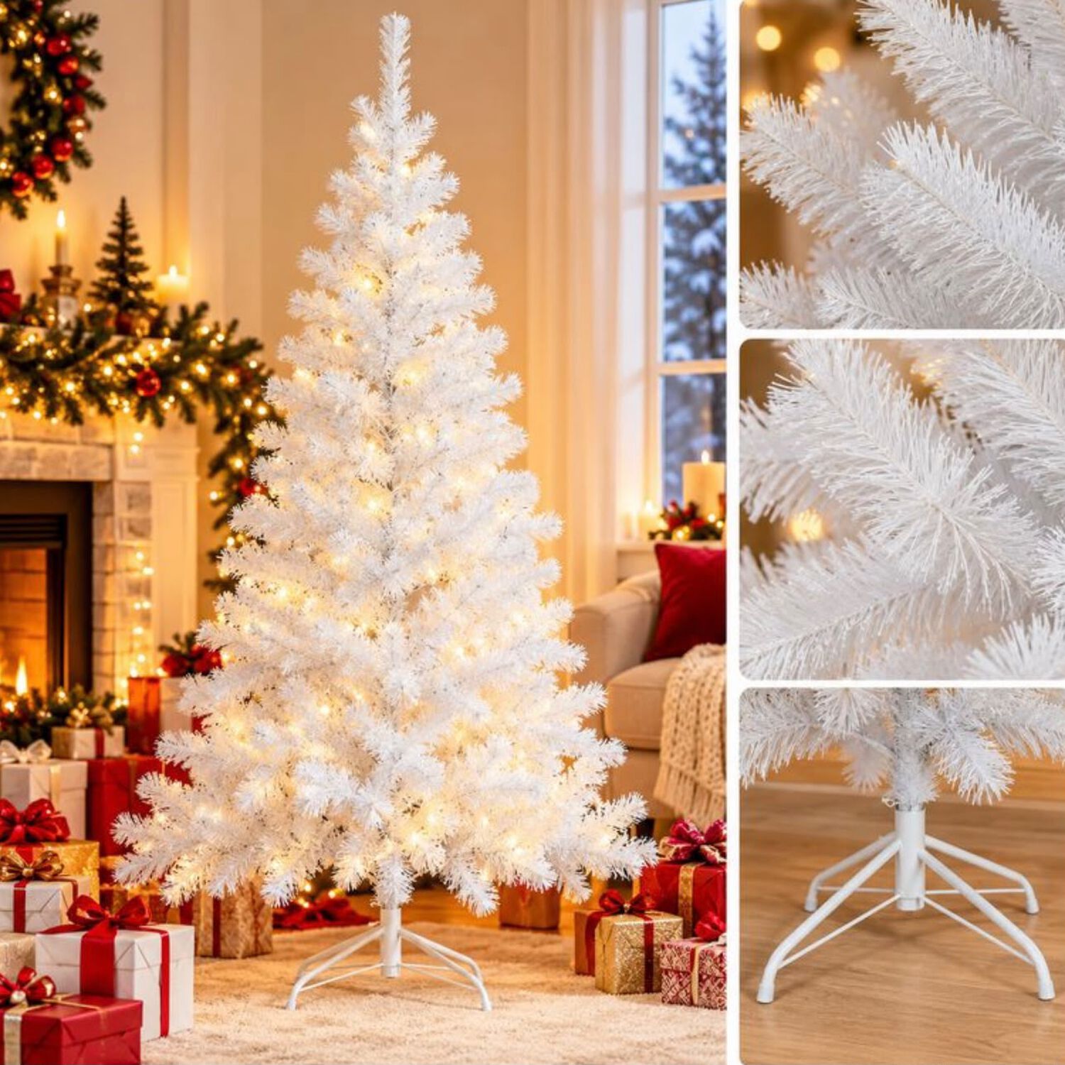&Aacute;rbol Navide&ntilde;o Blanco 2.10 Cm Artificial Frondoso image number 3.0