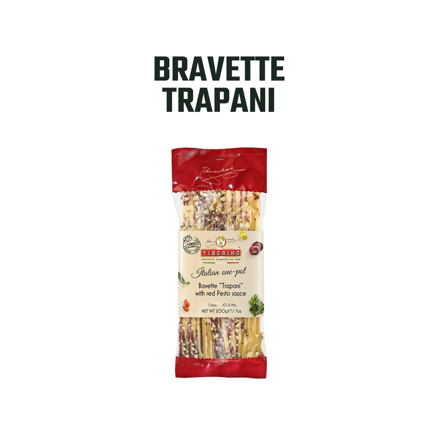 Pasta Bavette Trapani Pesto Rojo Tiberino 1 X 200 Gr image number 2.0