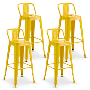 Pack De 4 Silla Alta Metal Amarillo