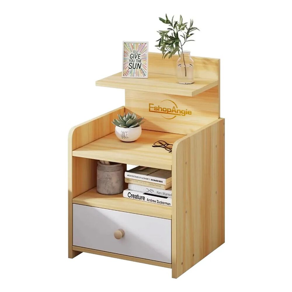 Velador Mesa Noche 3 Niveles Cajón Almacenamiento Estilo image number 0.0