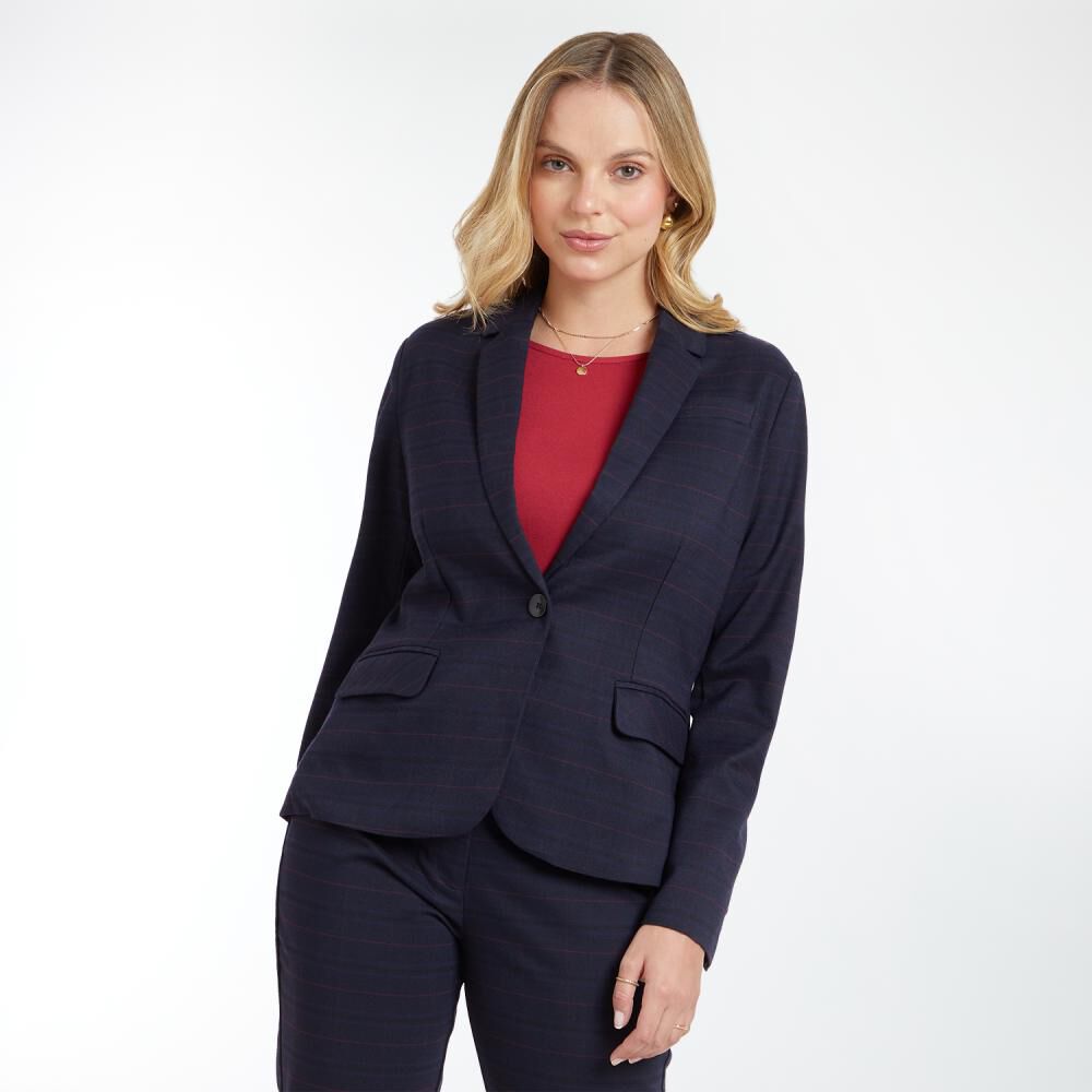 Blazer Jacquard Regular Cuello Solapa Mujer Kimera image number 0.0