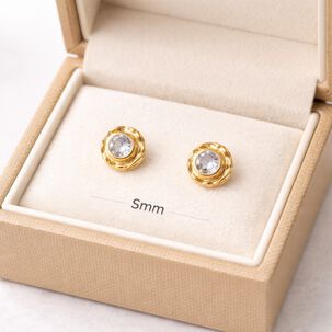 Aros Abridores Chat&oacute;n Circ&oacute;n 5mm N2 Oro 14k A Presi&oacute;n Beb&eacute; Ni&ntilde;a Primeros Aros