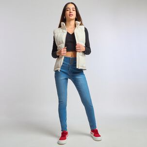 Jeans Pretina Alta Con Botones Skinny Mujer Freedom
