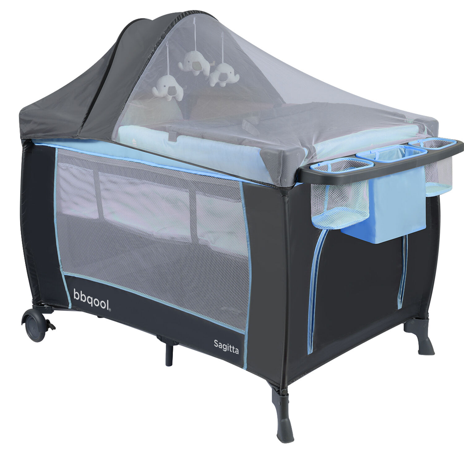 Cuna Playard Sagitta Azul + Colch&oacute;n De Viaje Plegable image number 2.0