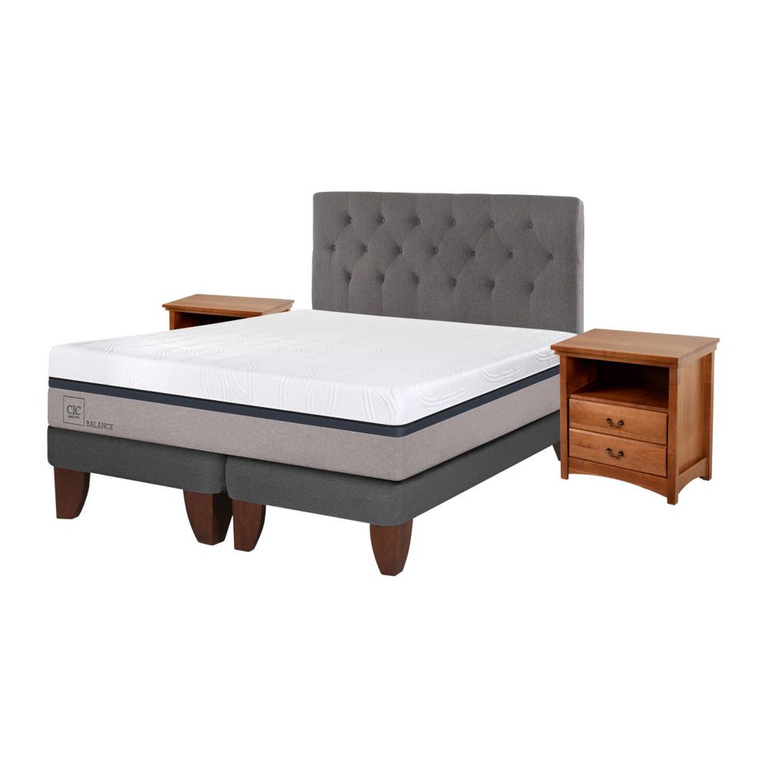 Cama Europea Cic Balance / 2 Plazas / Base Dividida  + Set De Maderas image number 1.0