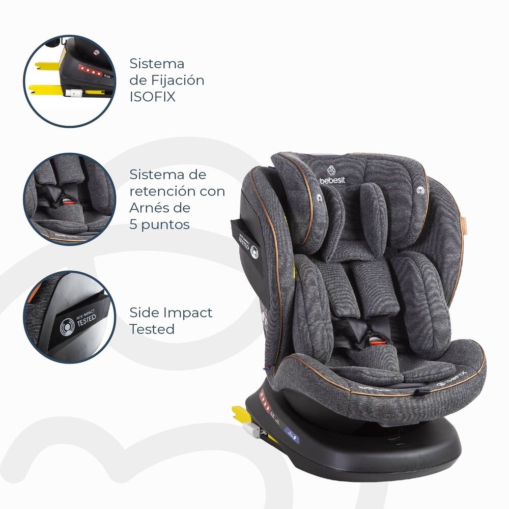 Silla De Auto Convertible Isofix Supra 360&ordm; Premium Gris image number 4.0