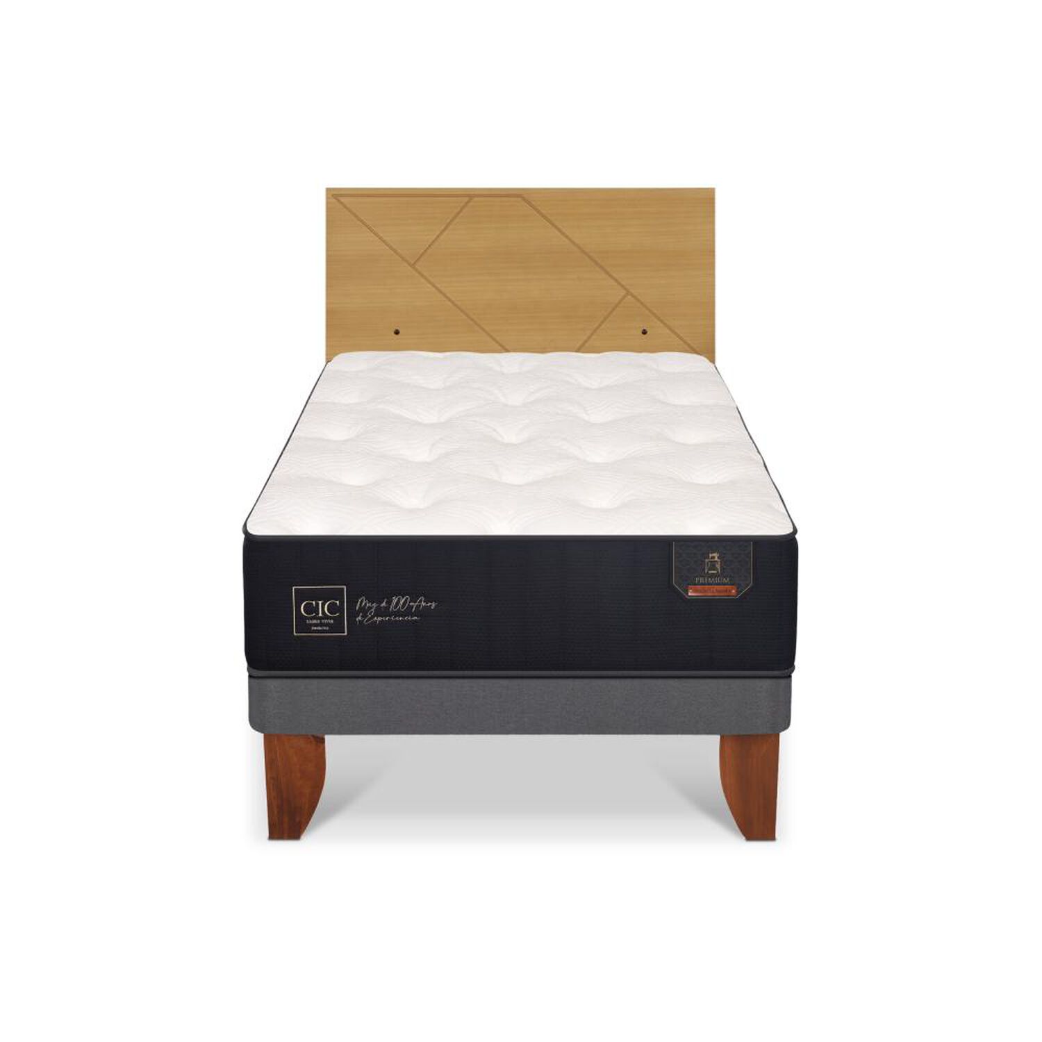 Cama Europea Cic Linea Premium / 1.5 Plazas / Base Normal + Respaldo image number 0.0