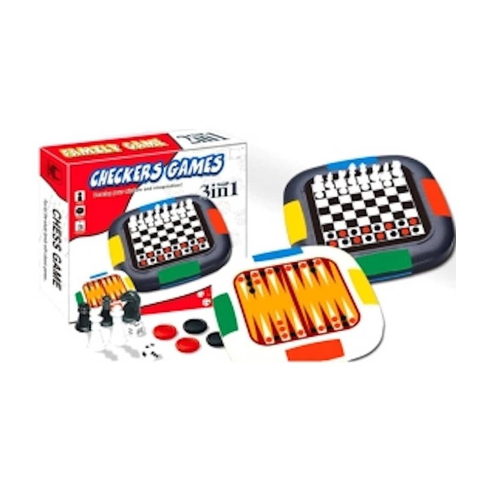 Juego De Mesa 3 En 1 Damas | Ajedrez | Backgammon image number 5.0
