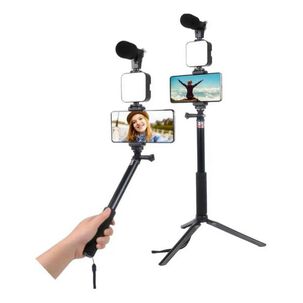 Kit Grabaci&oacute;n Micr&oacute;fono Luz Led Tr&iacute;pode Soporte