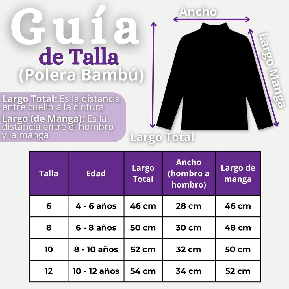 Polera Camiseta Bamb&uacute; Lila Cuello Beatle Primera Capa Manga Larga Ni&ntilde;a image number 2.0