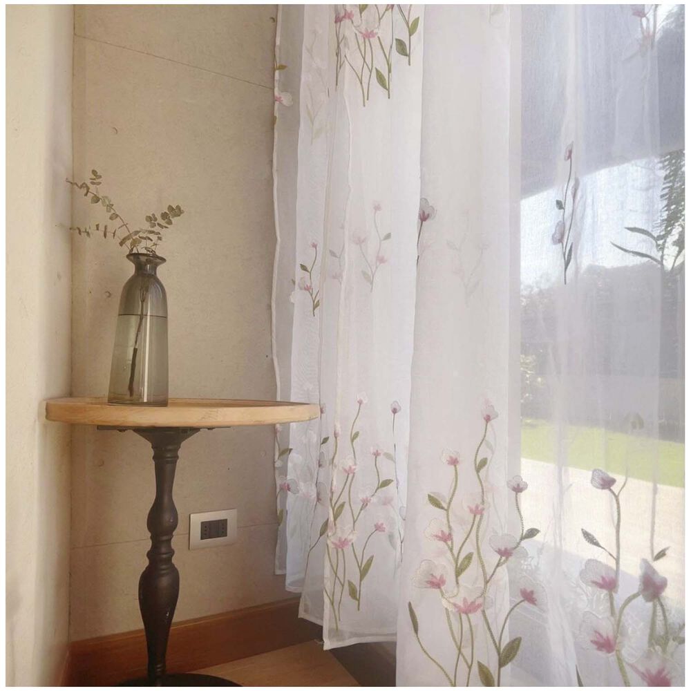 Set De 02 Visillos Bordados Con Argollas 140x230 Cm Mod07 image number 0.0