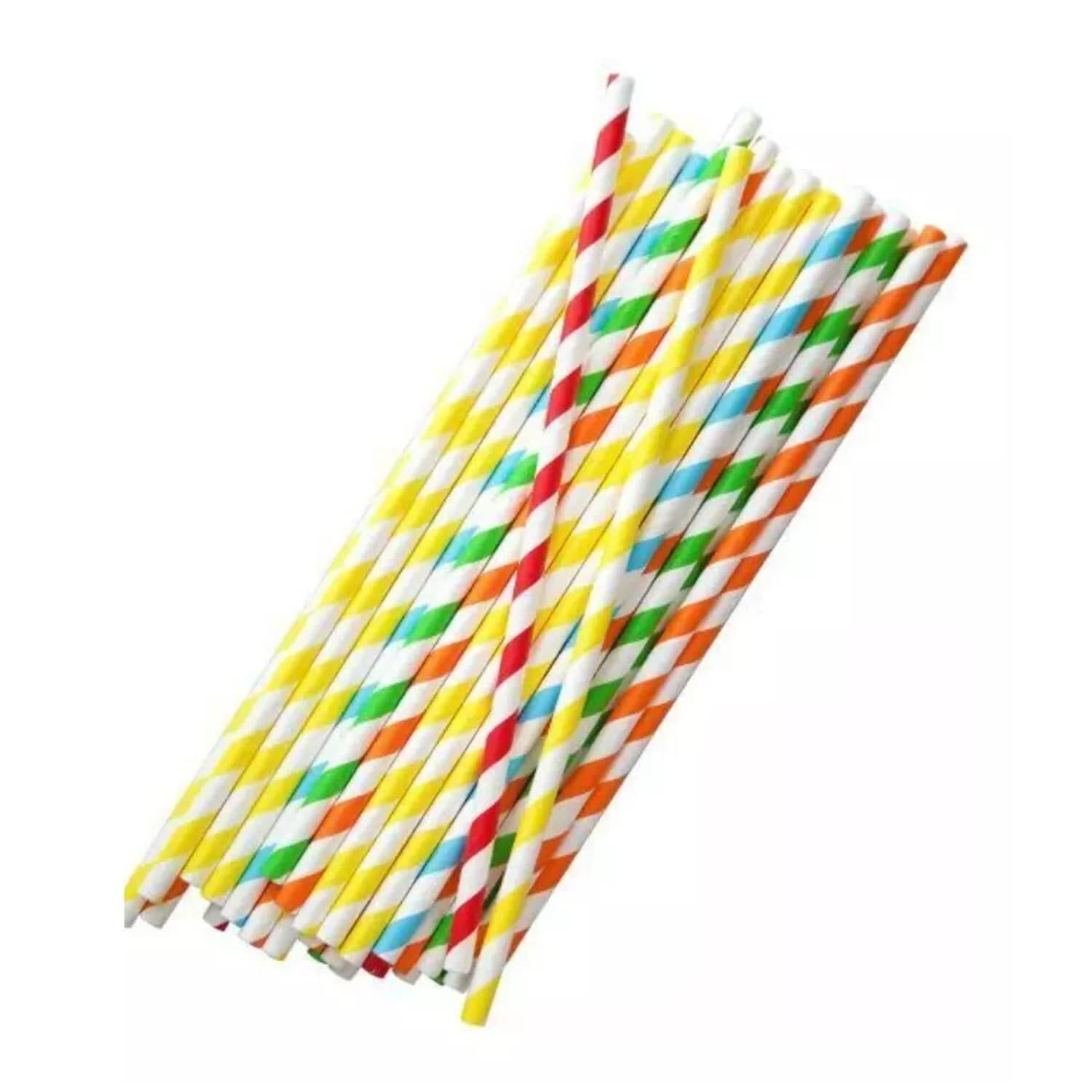 Set 100 Pajitas De Papel Ecologico 20cm Colores Varios image number 2.0