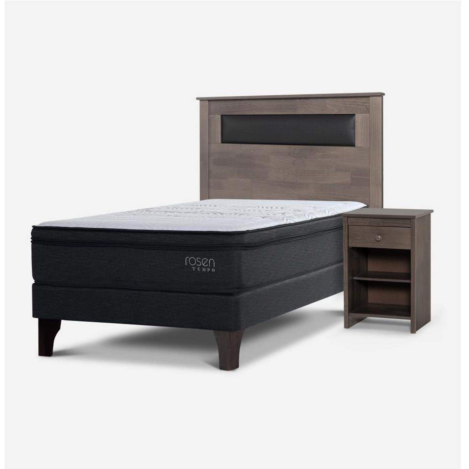 Cama Europea Rosen Tempo / 1.5 Plazas / Base Normal + Set De Maderas image number 1.0