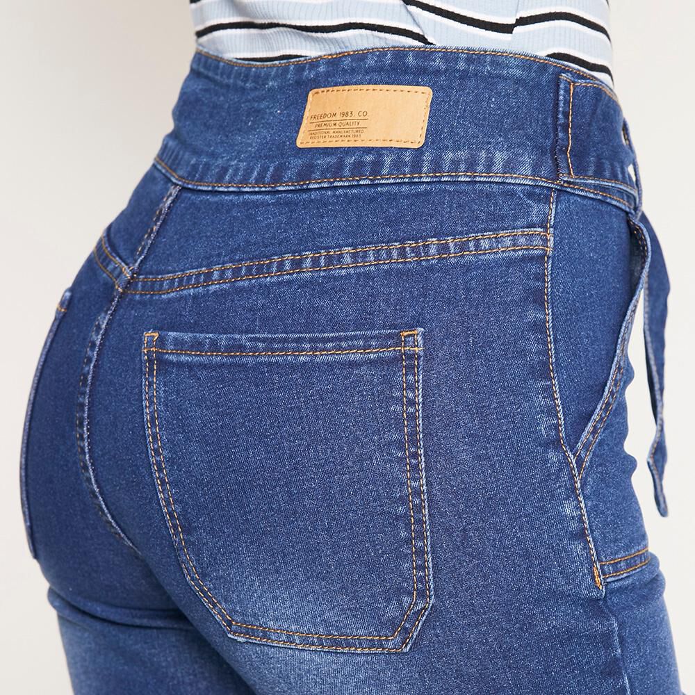 Jeans Con Lazo En Cintura Tiro Alto Flare Mujer Freedom image number 4.0