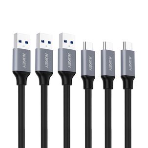 Aukey Cable Usb Pack 3 Cables Trenzados Usb A Usb-c 1m Negro - Cb-cmd1