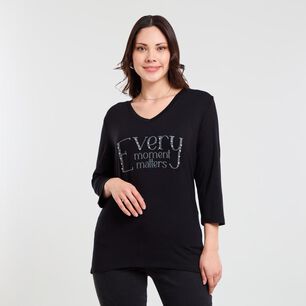 Polera Lisa Dise&ntilde;o Delantero Manga 3/4 Cuello V Mujer Sexy Large