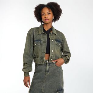Chaqueta Denim Crop Cuello Camisero Mujer Rolly Go