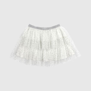 Falda Tutu Blanca Brillos Grises