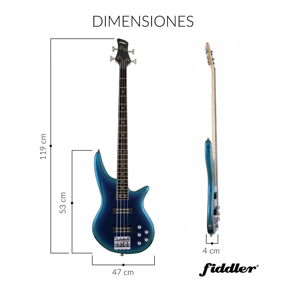 Bajo El&eacute;ctrico Azul Fiddler + Amplificador 20 W image number 5.0
