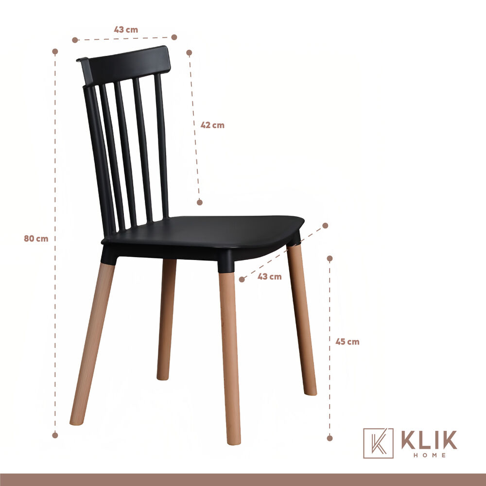 Comedor Mesa Redonda Negra 80cm + 4 Sillas Windsor Negras image number 4.0