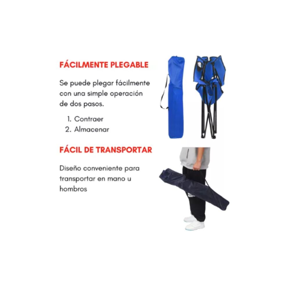 Silla Plegable De Playa Camping Pesca Picnic Con Porta Vaso image number 15.0