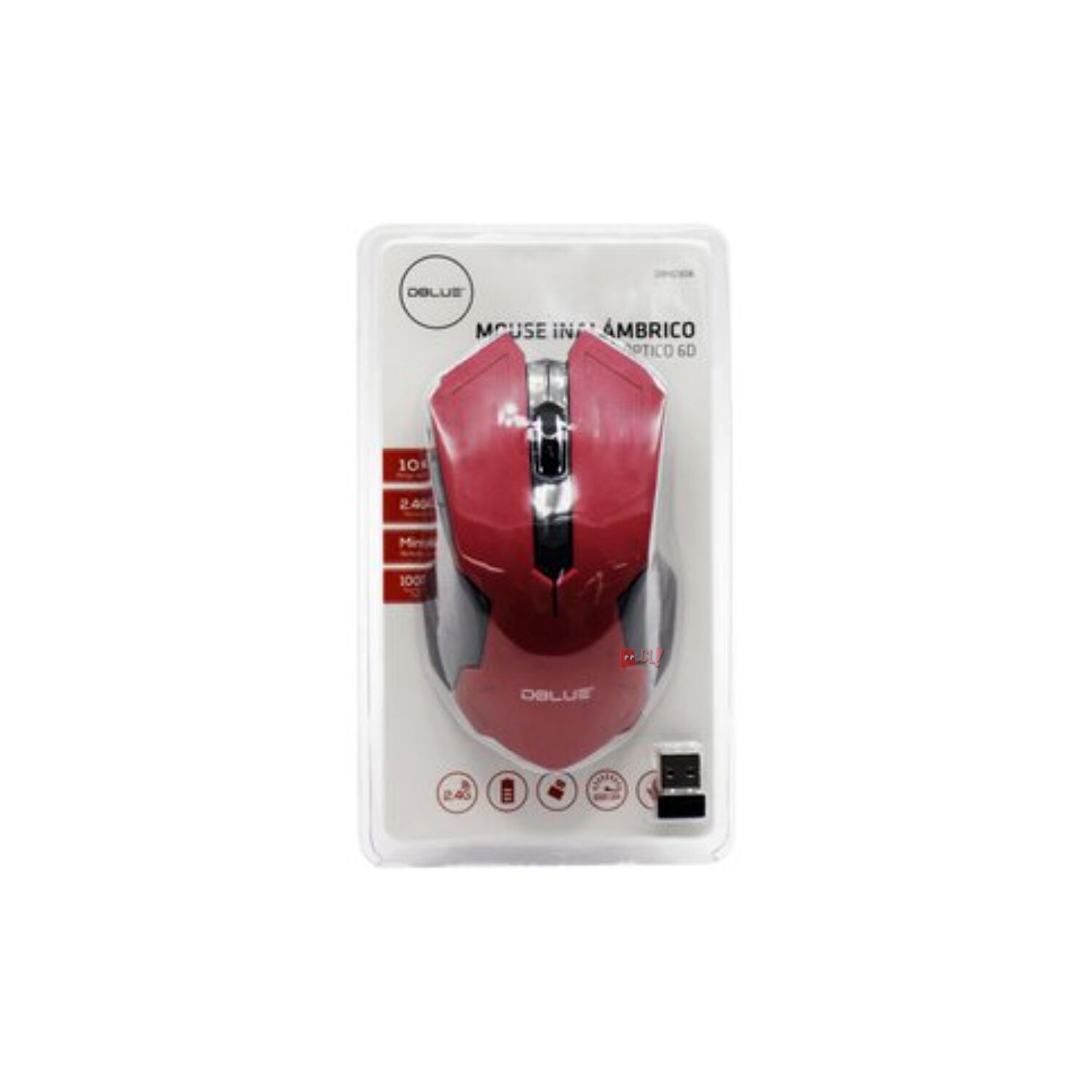 Mouse &Oacute;ptico Inal&aacute;mbrico Dise&ntilde;o Color Rojo - Ps image number 2.0