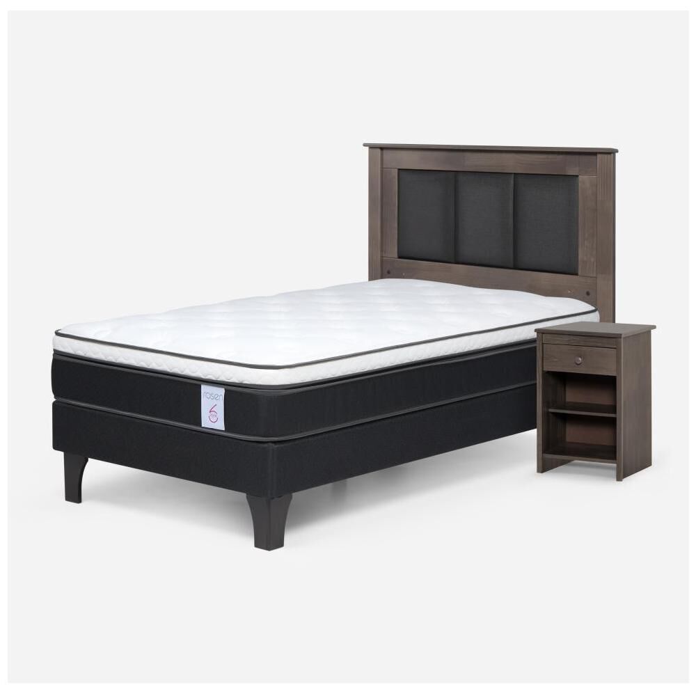 Cama Europea Rosen New Style 6 / 1 Plaza / Base Normal + Set De Maderas image number 1.0