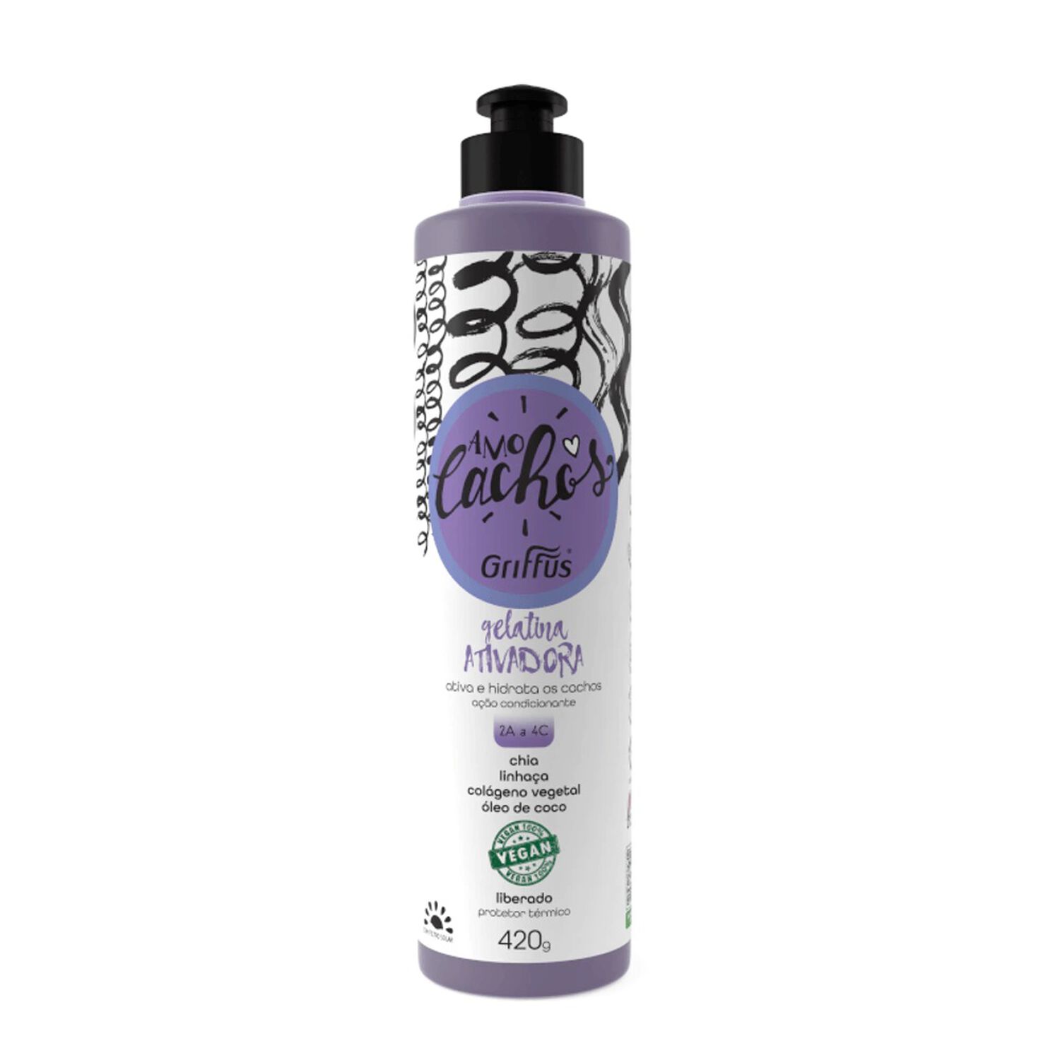 Gel Activador De Rizos Amo Cachos + Protector Termico 420g Griffus image number 0.0