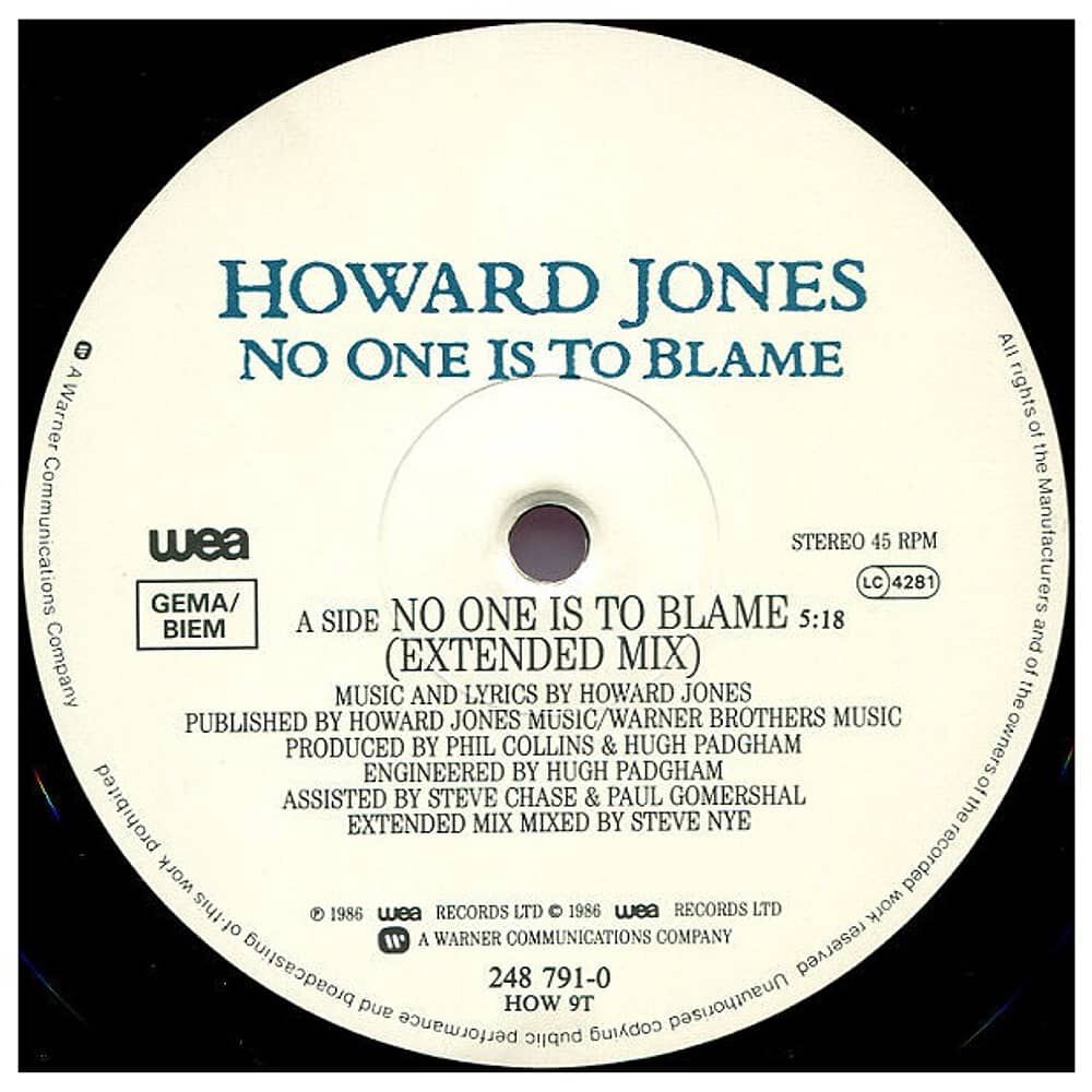 Howard Jones - No One Is To Blame | 12" Maxi Single Usado image number 2.0