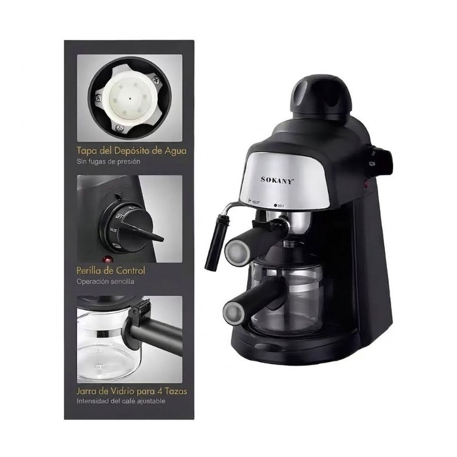 Cafetera El&eacute;ctrica Espresso Sokany 800w Vaporizador image number 2.0