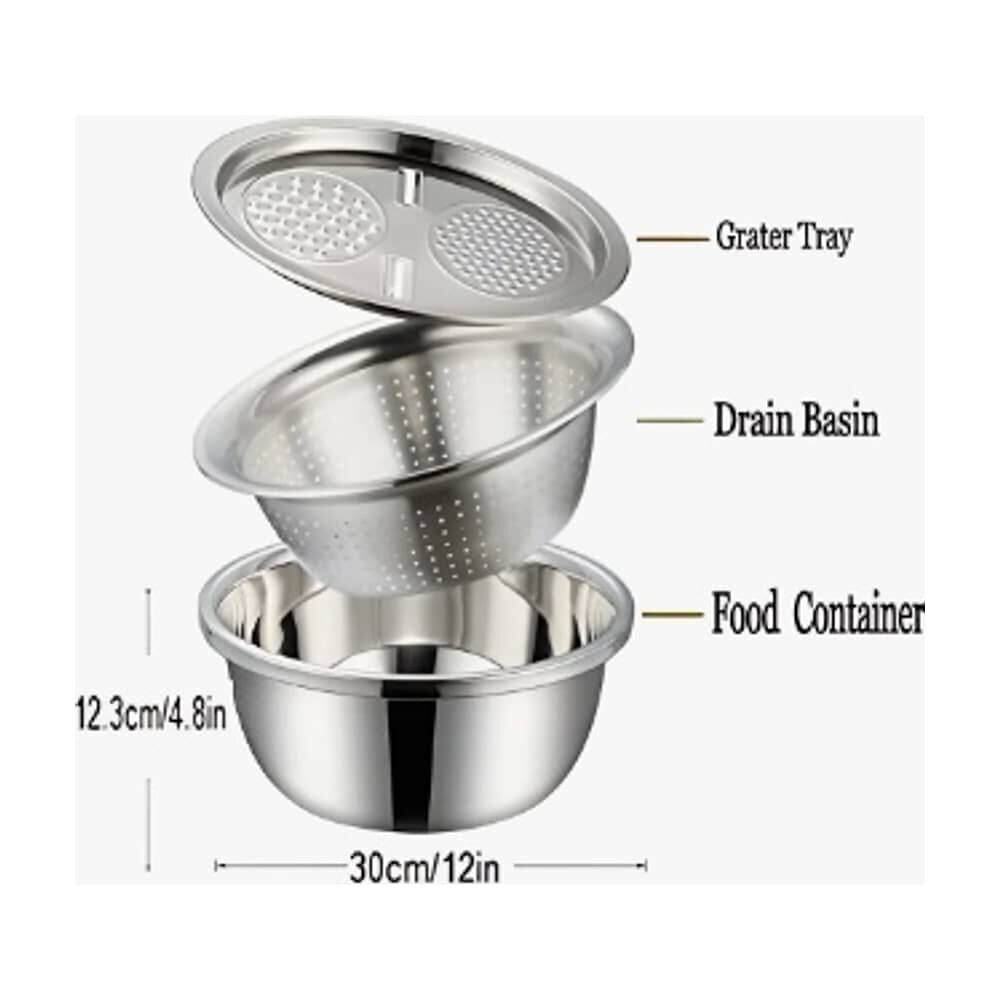 Bowl Lavabo Acero Inoxidable Rallado De Verduras 3 En 1 image number 1.0