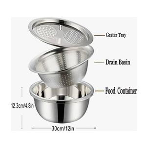 Bowl Lavabo Acero Inoxidable Rallado De Verduras 3 En 1