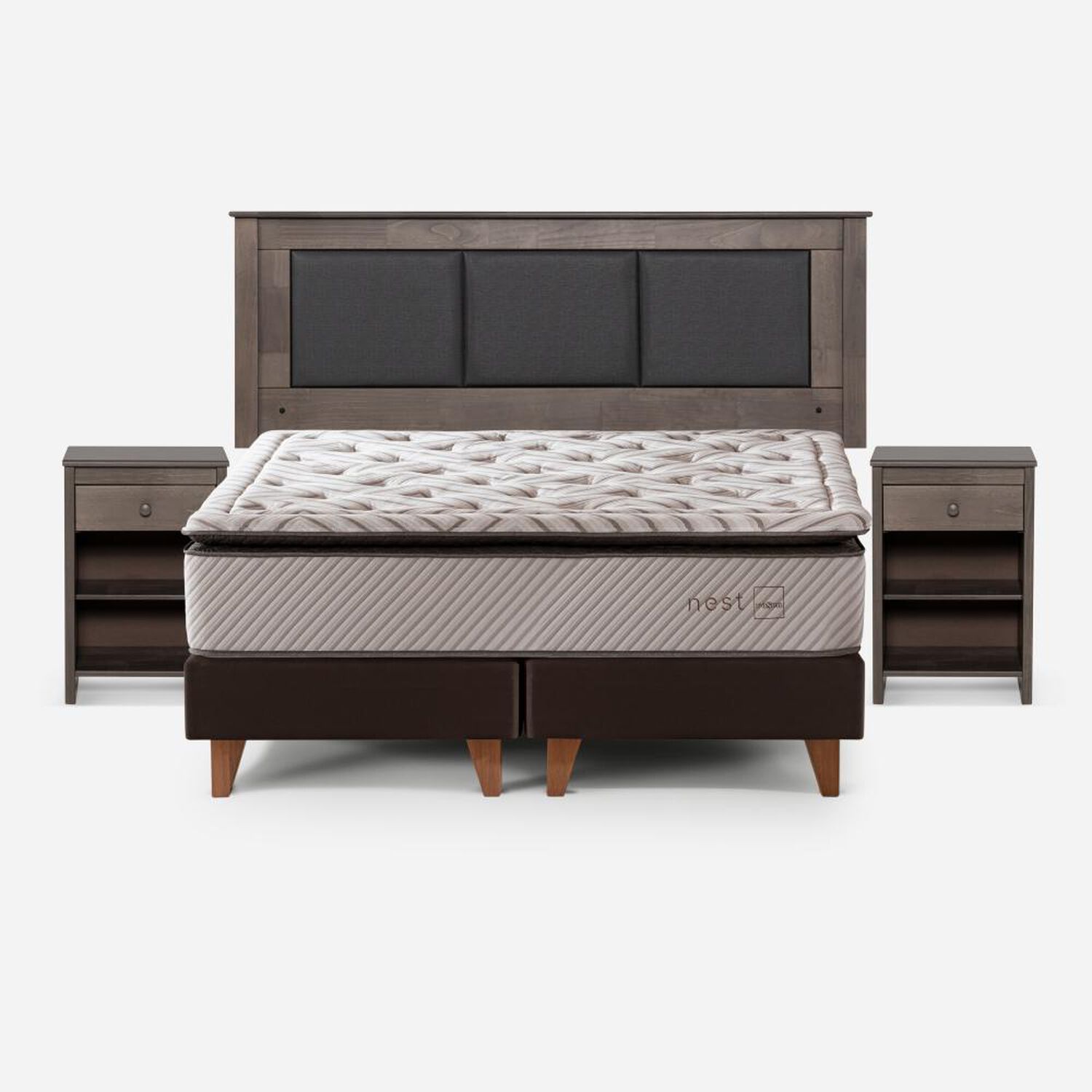 Cama Europea Rosen Nest / 2 Plazas / Base Dividida + Set De Maderas image number 0.0