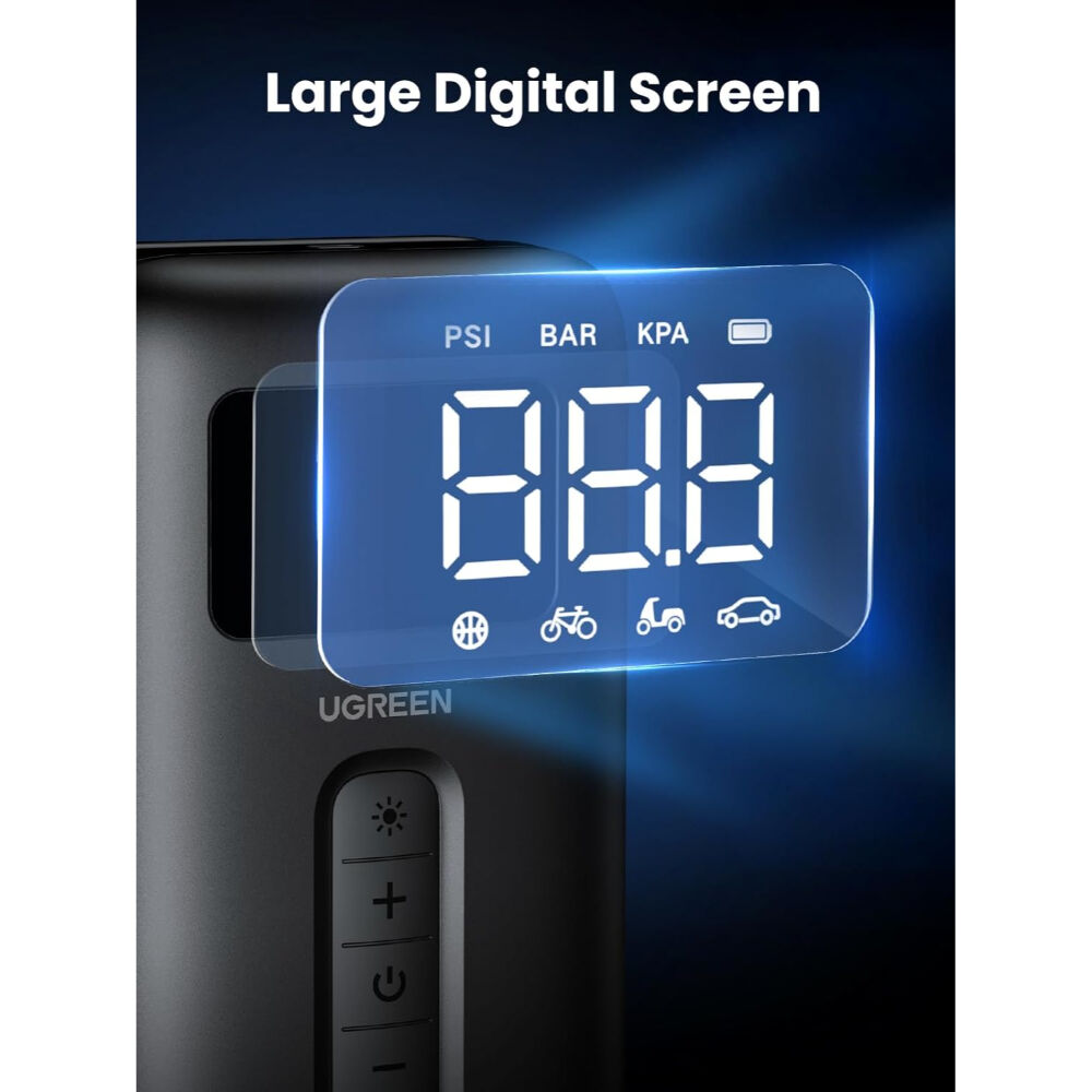 Inflador Recargable Portable 150psi Max Negro Ugreen Cd259 image number 3.0