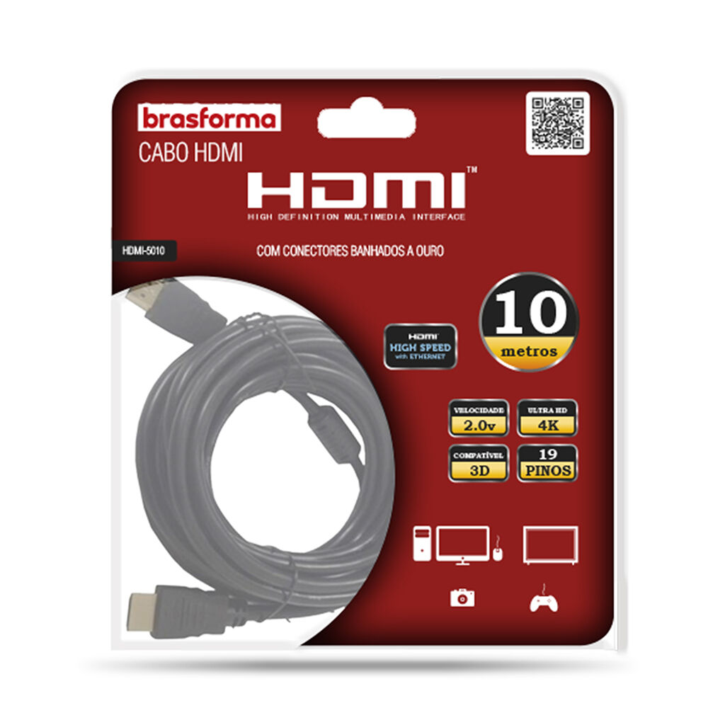 Cable Hdmi 10 Metros 4k-arc-hdr - 3d Ready Hdmi5010 Brasforma image number 0.0