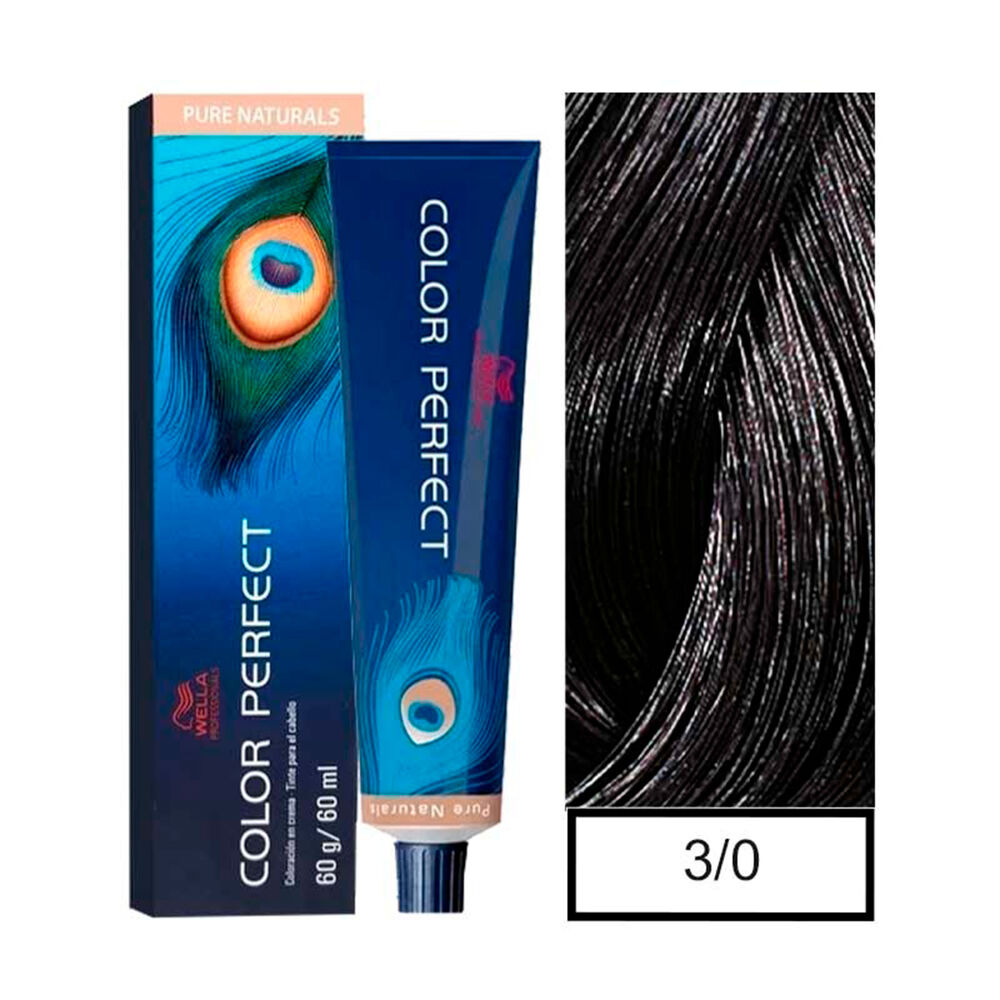 Wella - Tintura Permanente Color Perfect 3/0 Castaño Oscuro 60gr + Oxidante 20vol 60ml image number 0.0