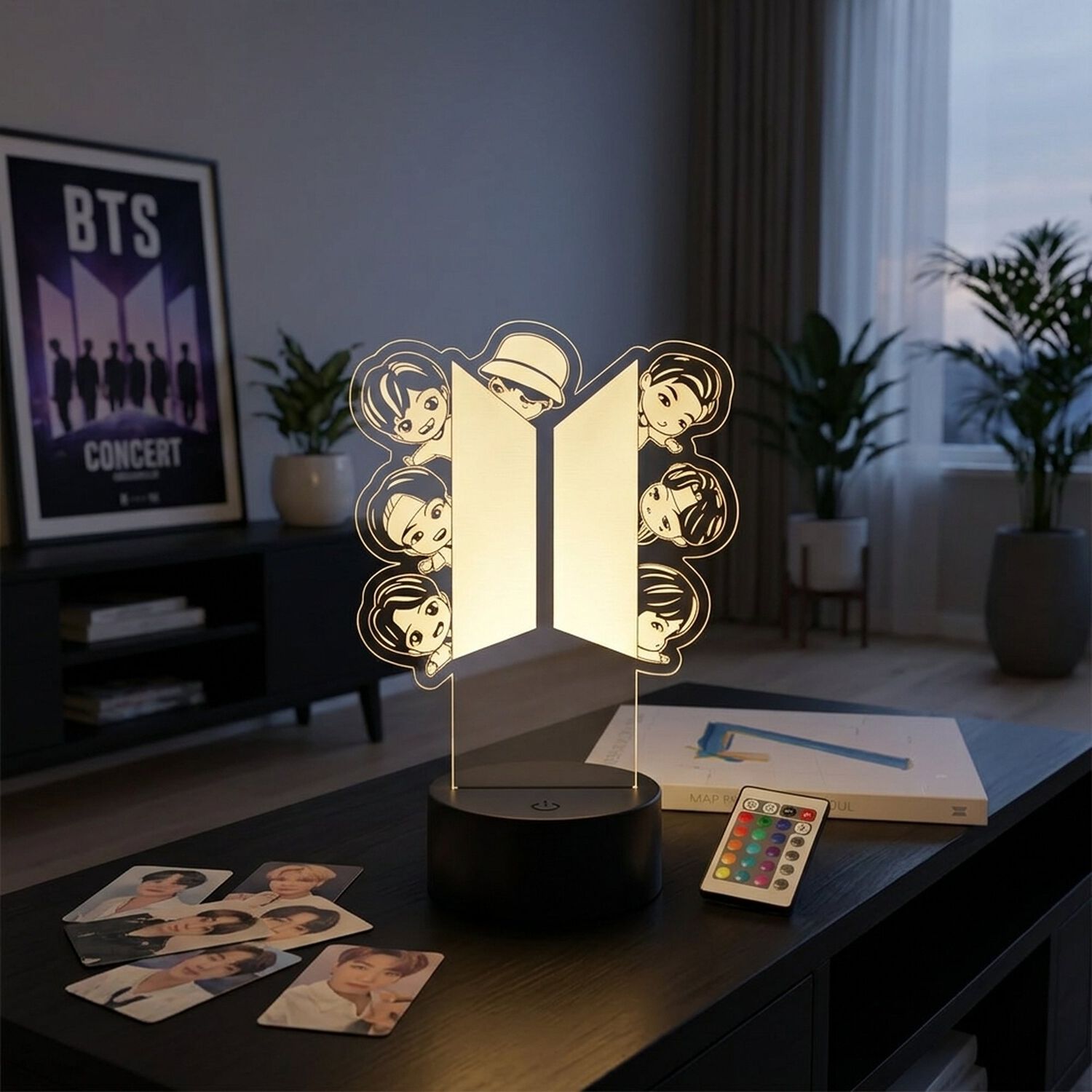 L&aacute;mpara 3d Bts Bts21 Control Remoto Estoykuku Modelo B image number 2.0