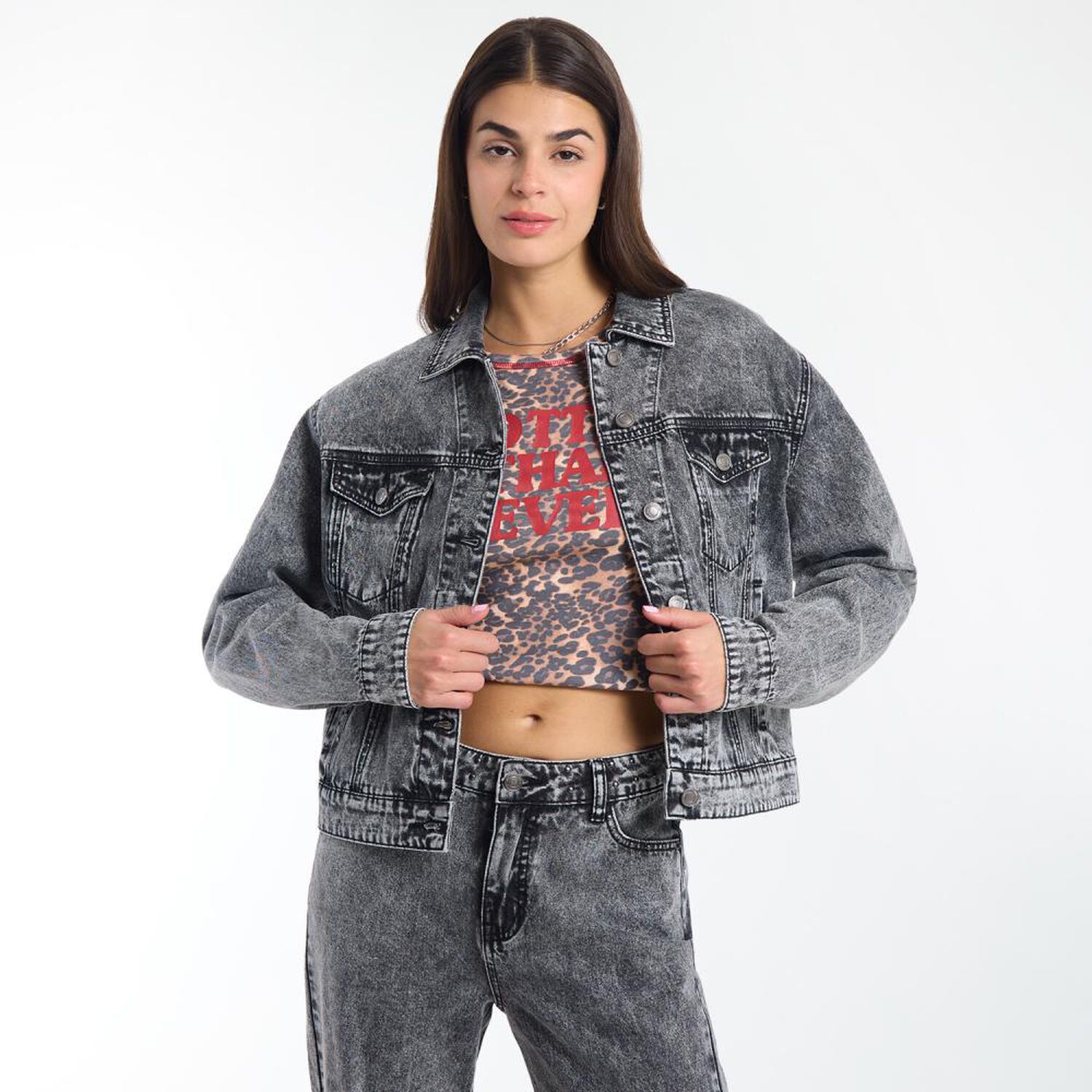 Chaqueta Denim Cuello Solapa Mujer Roly Go image number 0.0