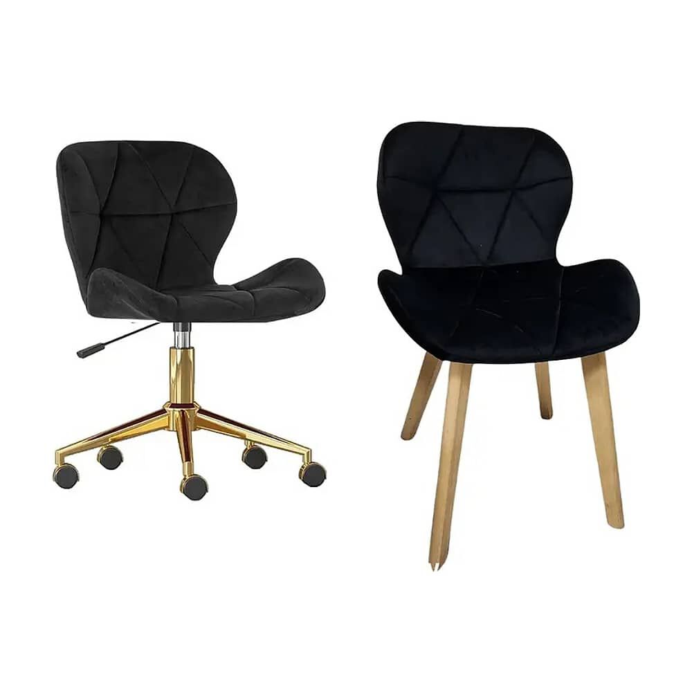 Pack De Sillas Mariposa Para Manicurista Velvet Negro image number 0.0