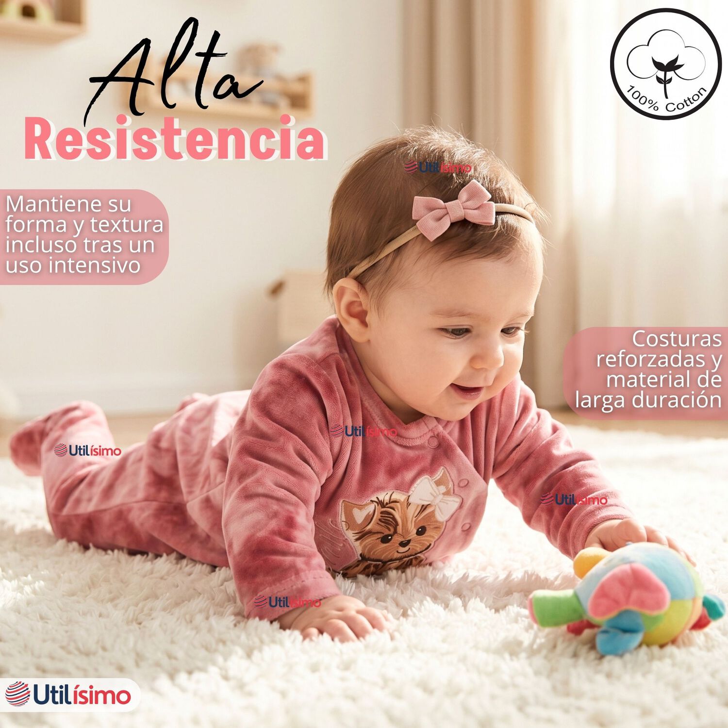 Enterito Tela Plush Rosado Beb&eacute; Ni&ntilde;a image number 5.0