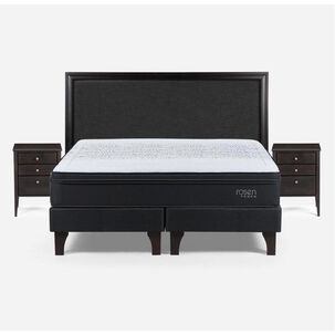 Cama Europea Rosen Tempo / King / Base Dividida + Set De Maderas Nolita Grafito