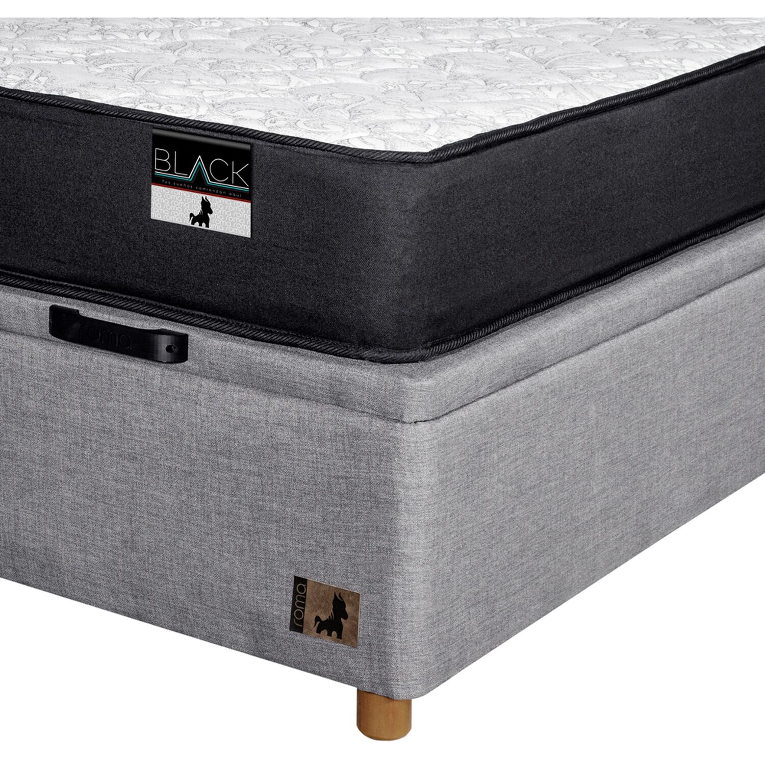 Cama Ba&uacute;l Mons Black / 2 Plazas / Base Dividida image number 5.0