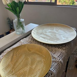 Set De 2 Platos Decorativos - Dise&ntilde;o Hojas